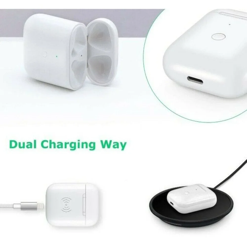 Wireless Charging Case Compatible w/AirPods 1 + 2 Bluetooth Pairing Sync Button